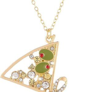 Green Olive Martini Pendant Necklace for Women Elegant Cocktail Jewelry Gift